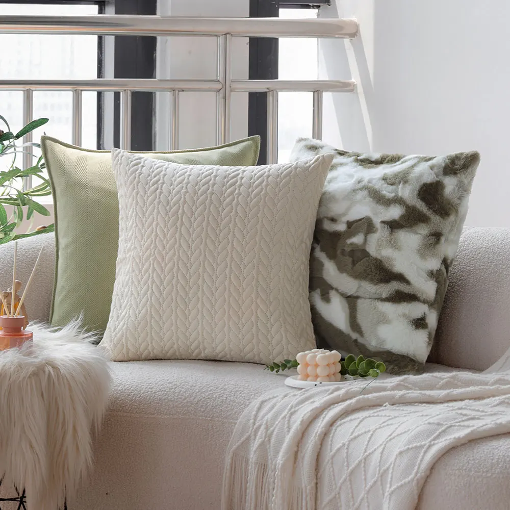 

White Quilting Cushion Cover Nordic Style Liginv Room Sofa Throw Pillow Cover Home Decor Soft Fashion Square Pillowcase Cozy