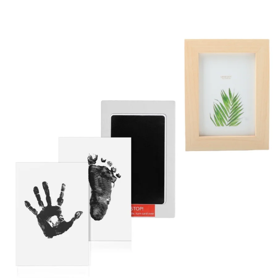 Baby handprint and footprint kit | 5-inch log color  frame | non-toxic | No ink | Baby footprint | Neonatal footprint Kit | Baby