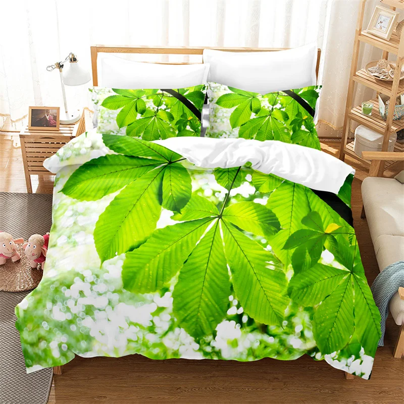 

Leaves Bedding Sets Green Plants Duvet Cover Boys Girls Kid‘s Duvet Cover Set King Quilt Cover Bedroom Bed Set Queen Bedding Set