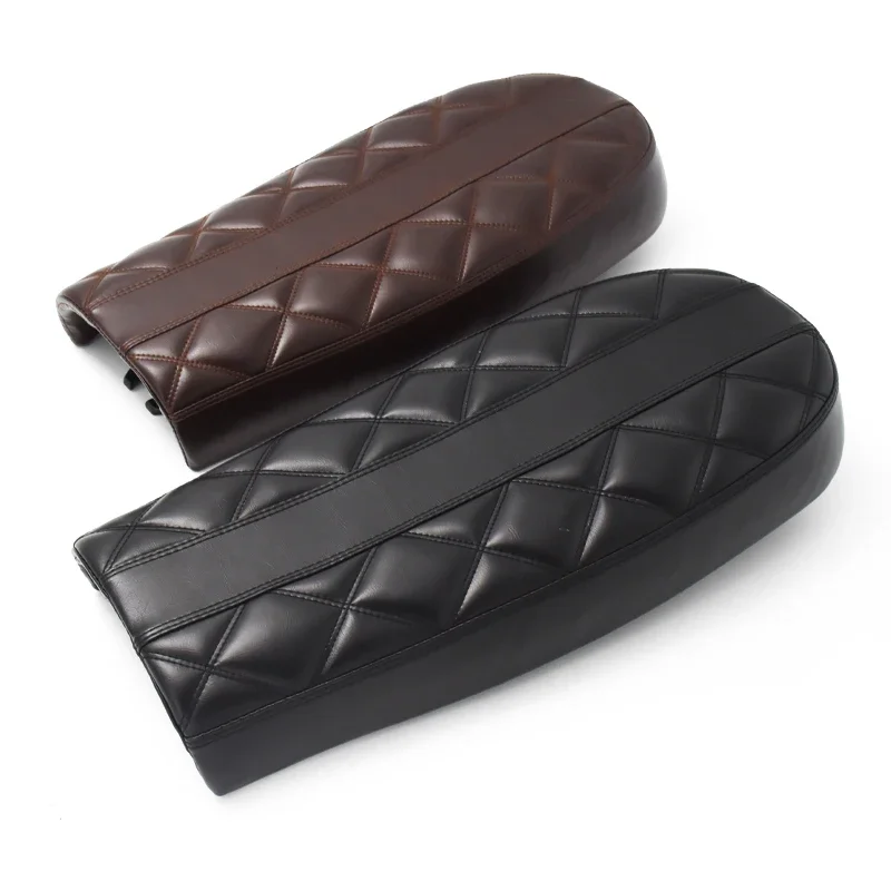53cm Universal Vintage Motorcycle Diamond Seat Cushion CG125 Bilateral Rhombus Seats Cafe Racer Tracker Scrambler Black Brown