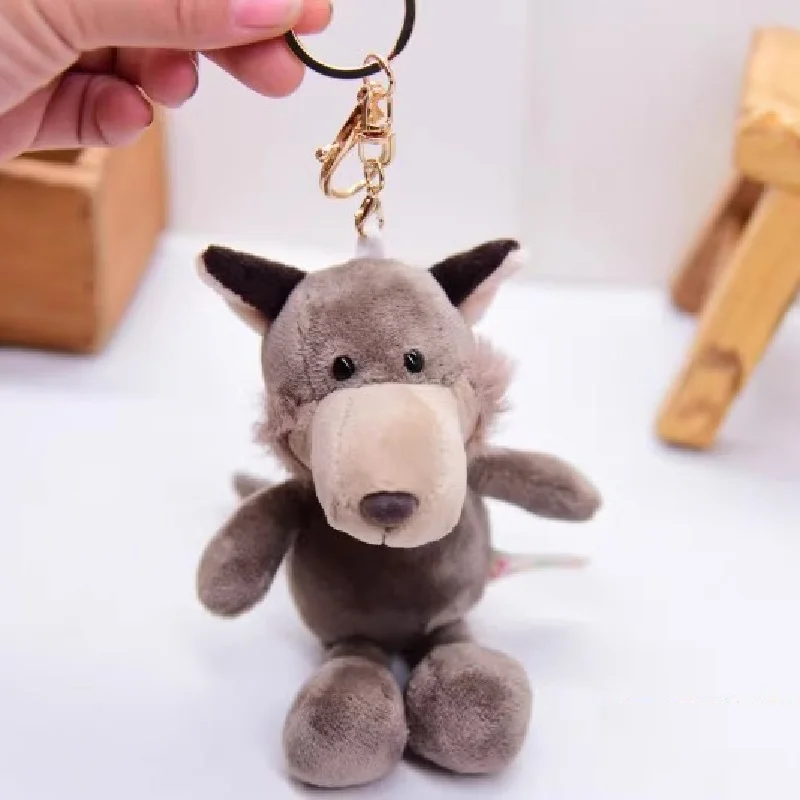 NICE Wolf Woody Pendant Bag Decoration Key Chain Germany Zoo Plush Toy Stuffed Doll Cartoon Forest Animal Model Boy Girl Gift