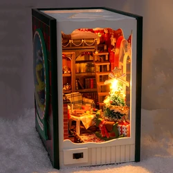 NEW DIY Christmas Diary Book Nook Insert Shelf Kits Wooden Miniature Model Kit Casa Bookend Handmade Bookshelf Home Decor Gifts