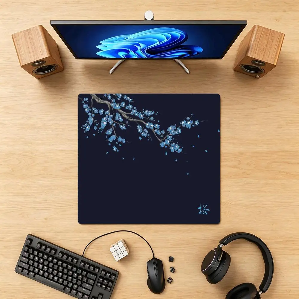 

Ink Wash Plum Blossom Gaming Mouse Pad, Stitched Edge Non‑Slip Large Desk Mat