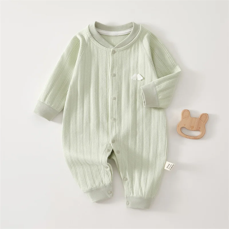 

Spring Autumn Baby Bodysuit Newborn Cotton Long Sleeve Pajamas Boys Girls New Cute Solid Color Casual Crawling Clothes 0-2 Years