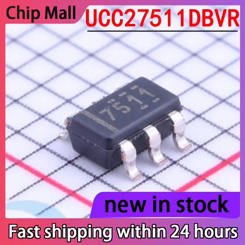 5PCS New UCC27511DBVR Screen Printed 7511 SOT23-6 Single Channel High-speed Low Side Gate Driver