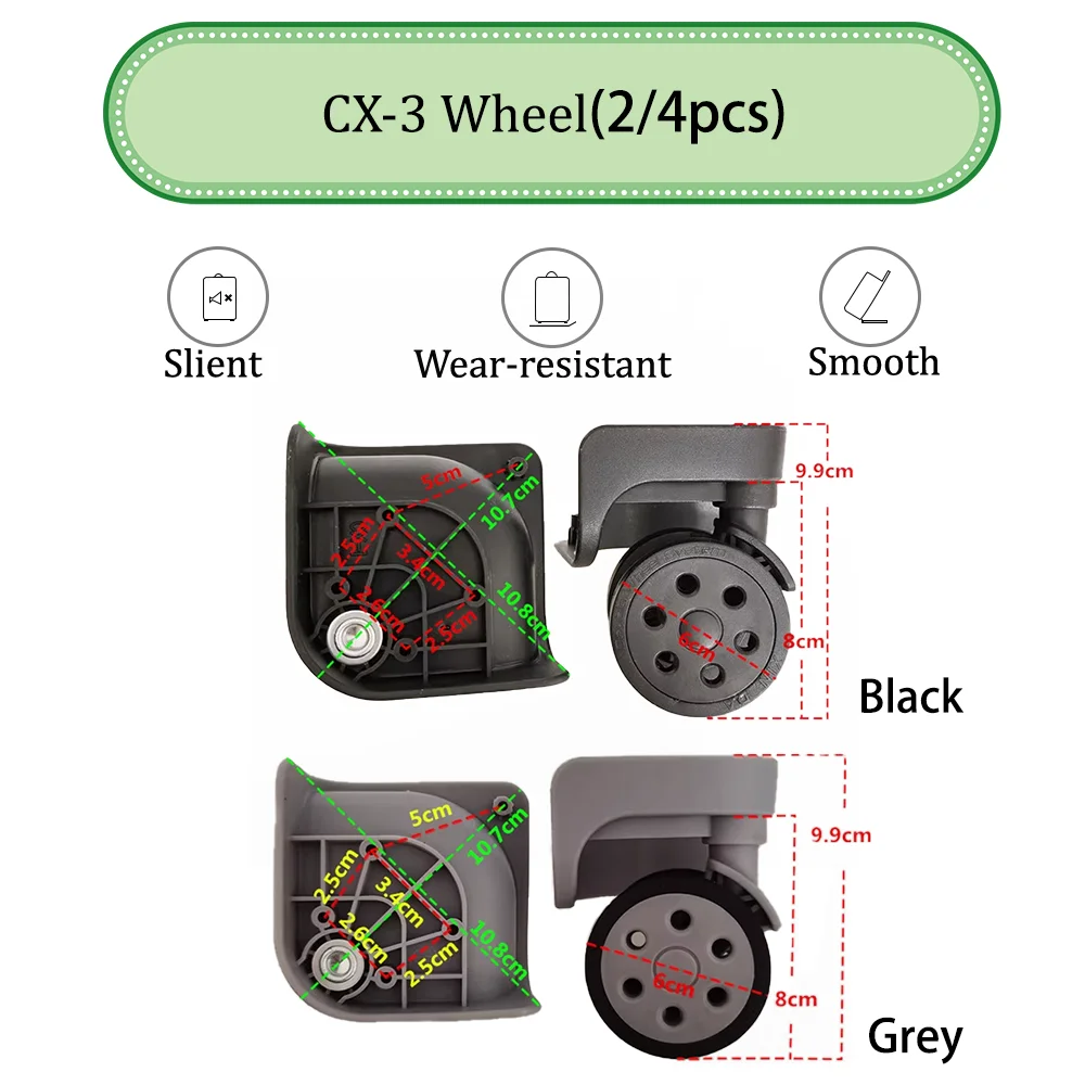 

CX-3 Universal Wheel Replacement Suitcase Convenient Silent Smooth Shock Durable Absorbing Rotating Accessories Caster Wheels