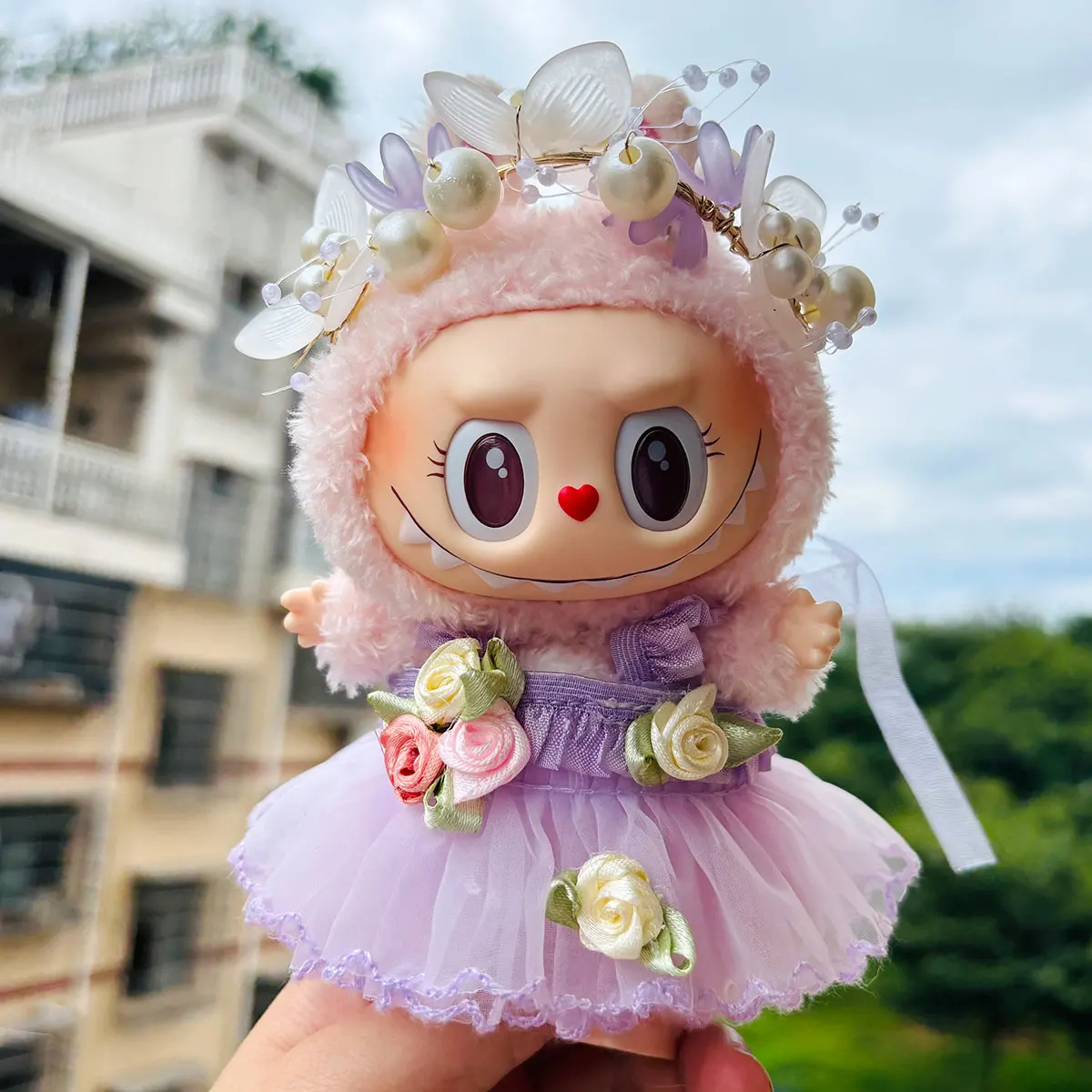 For Labubu Doll Clothing  Strap Pants with Mini Headphones and Mini Camera 17cm Clothing Shoes Doll DIY Accessories Training Sit