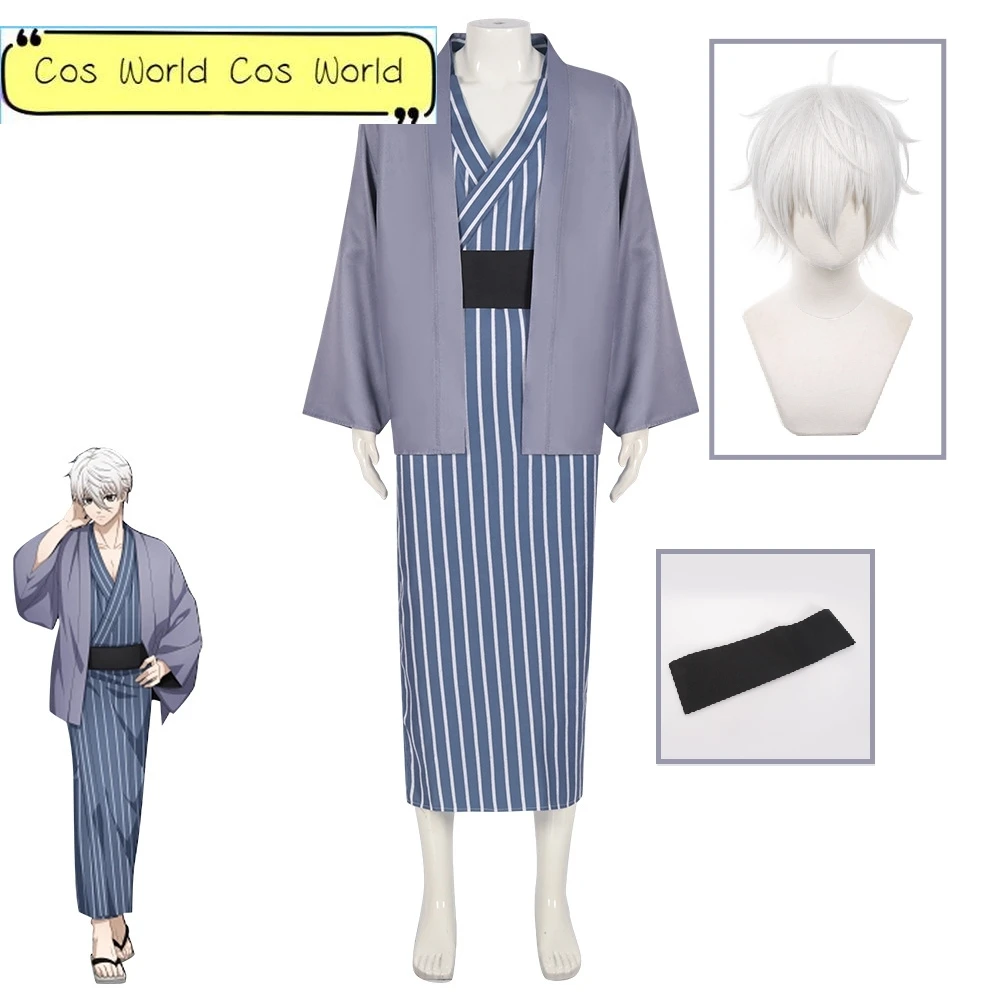 

Anime BLUE LOCK Nagi Seishiro Cosplay Costume Clothes Kimono Halloween Role Play Uniform Top Pants Men White Wig Full Suit