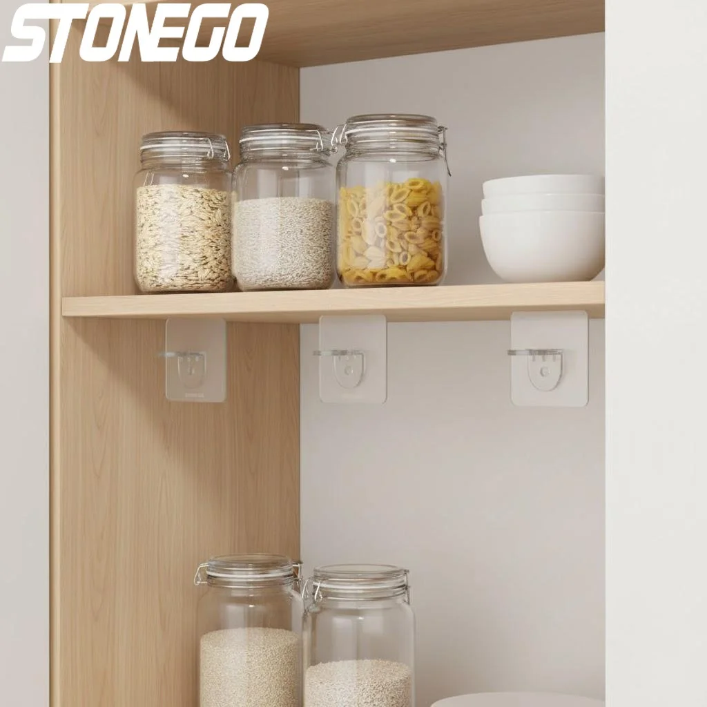 4Pcs Multi Functional Shelf Bracket Set Plastic Nail Shelf Bracket Wall Hanging Hook for Kitchen Bedroom Living Room