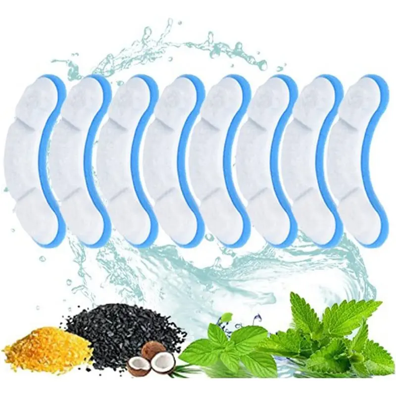 ABKS-60Pcs Cat Water Fountain Filter Replacement, Blue White Filter, Cat Water Dispenser Filters For Pet Fountain Accessories