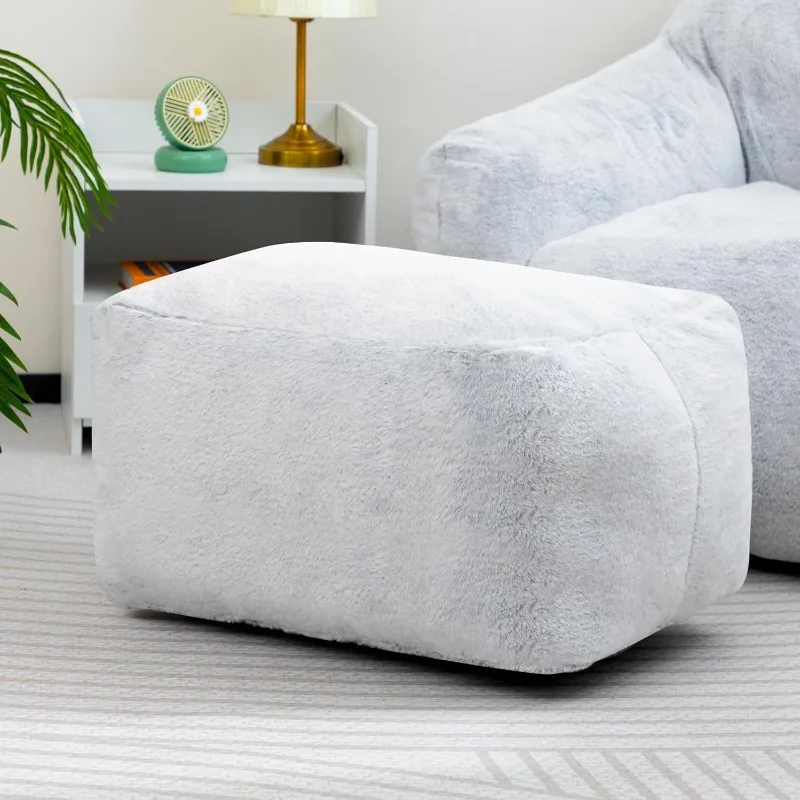 

15"(H) Bean Bag Ottoman Pouf, 6.6LB Memory Foam Filled Footstool for Sofa, Accent Stuffed Footrest Stool with Washable Cover