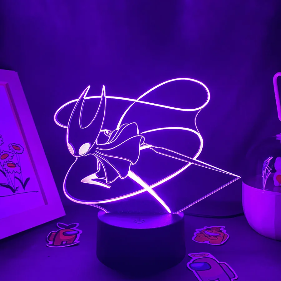 Hollow Knight Game 3D Led Neon Night Lights Birthday Toys Cool Gift For Friend Kid Bedroom Table Colorful Decor Hornet Lava Lamp