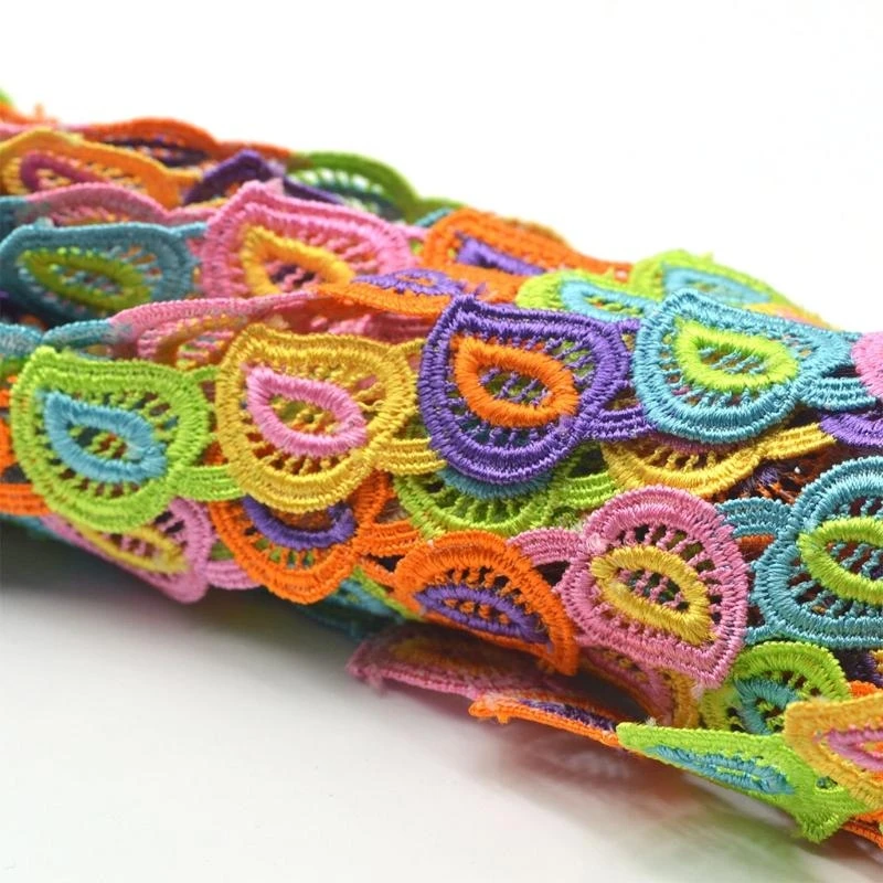 R1WE 15 ياردة 2.5 سنتيمتر العرض الملونة القلب ورقة الدانتيل تقليم DIY الحياكة المطرزة خليط الشريط زين لوازم الخياطة