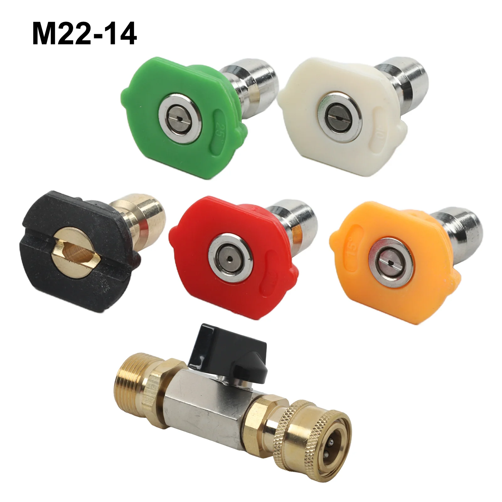M22 14MM Adapter With Quick Coupling Ball Valve 4500 PSI Pressure Washer For High Pressure Wash Hose Switch