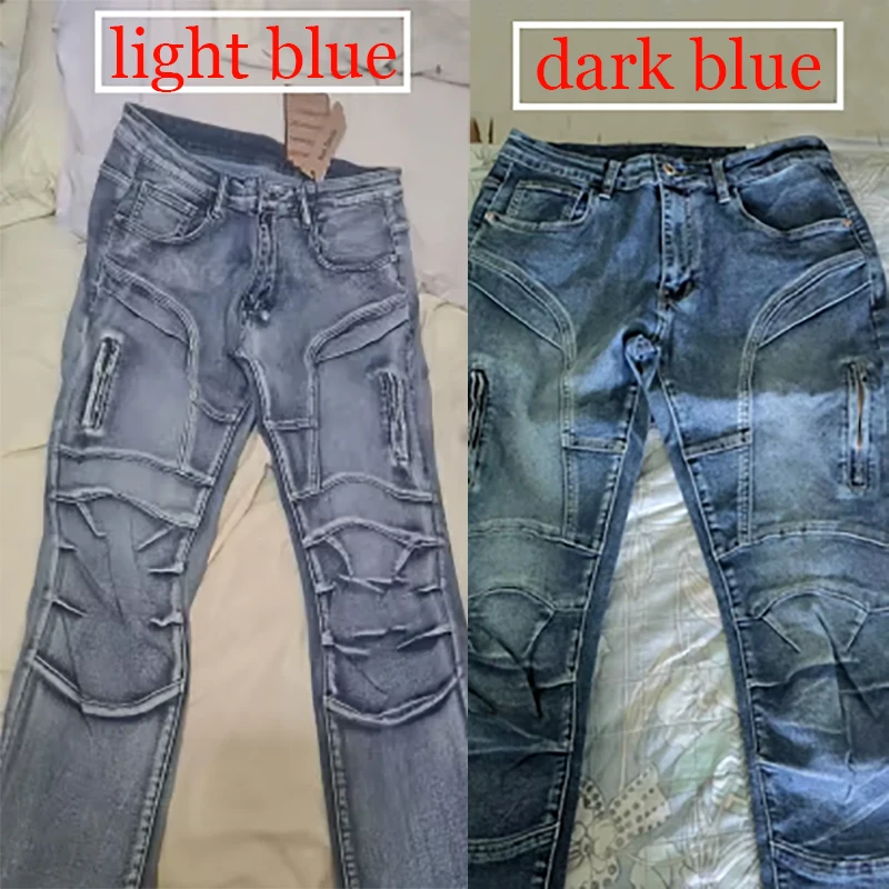 2025 Elastic Jeans Mens Small Straight Leg Denim Pants Outdoor Casual Motorcycle Pants High Street Classic High Quality Jeans