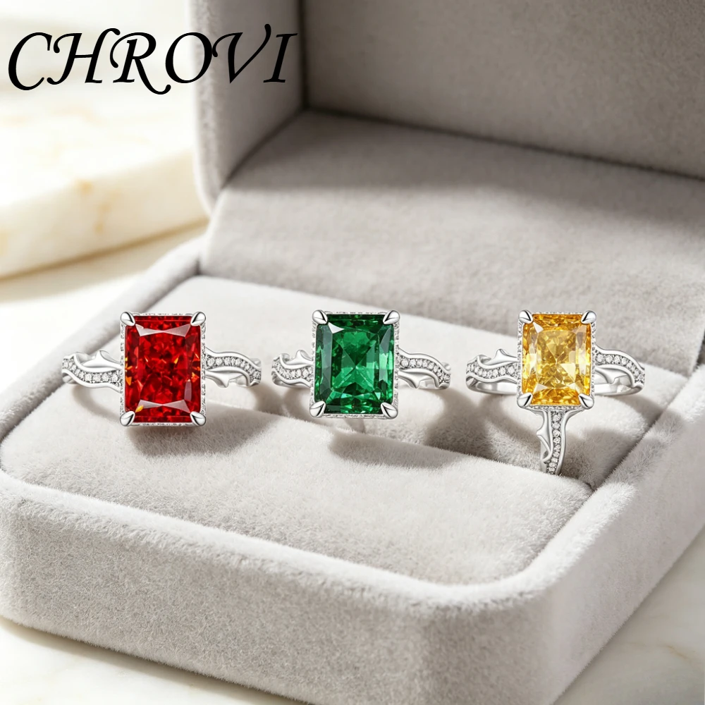 Luxury-Style 925 Sterling Silver Gemstone Ice Flower Pattern Arm Ring in Rectangle Shape Women's High-Carbon Diamond Ring