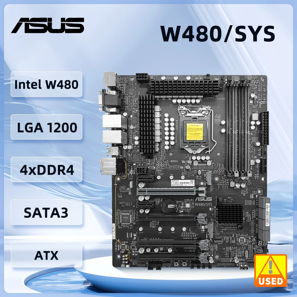 

ASUS W480/SYS, Intel W480, LGA 1200, DDR4-2933, ECC Dual M.2, совместимый с i3-1030 10325, 10400F, 11400, 11700, 11900K, ATX