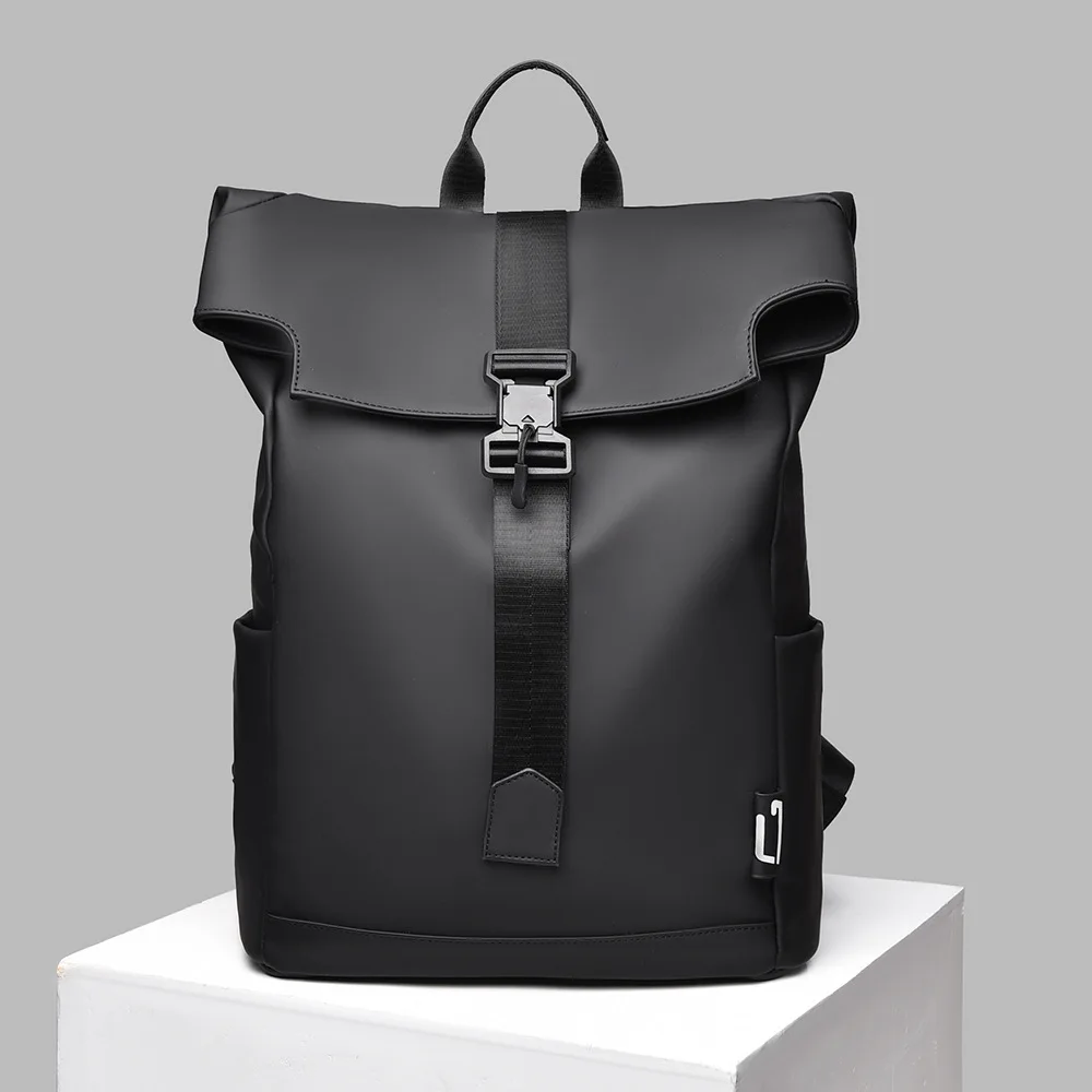 

Black Fashion Roll Top Computer Bag Laptop Travel Business Waterproof Large Capacity Backpack Teenager School Bag 백팩 Mochila
