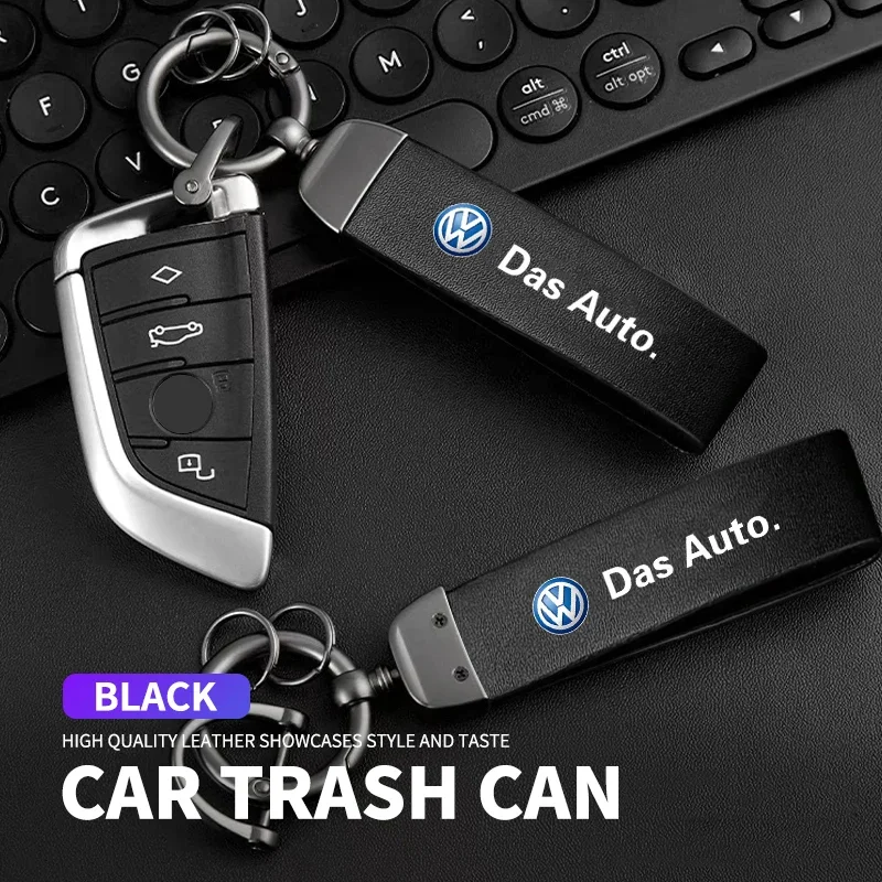 1Pcs Car Metal Key Chain Fine Leather Emblem Key Ring For Volkswagen VW GTI Rline Golf Amarok Phaeton Tiguan Auto Accessories