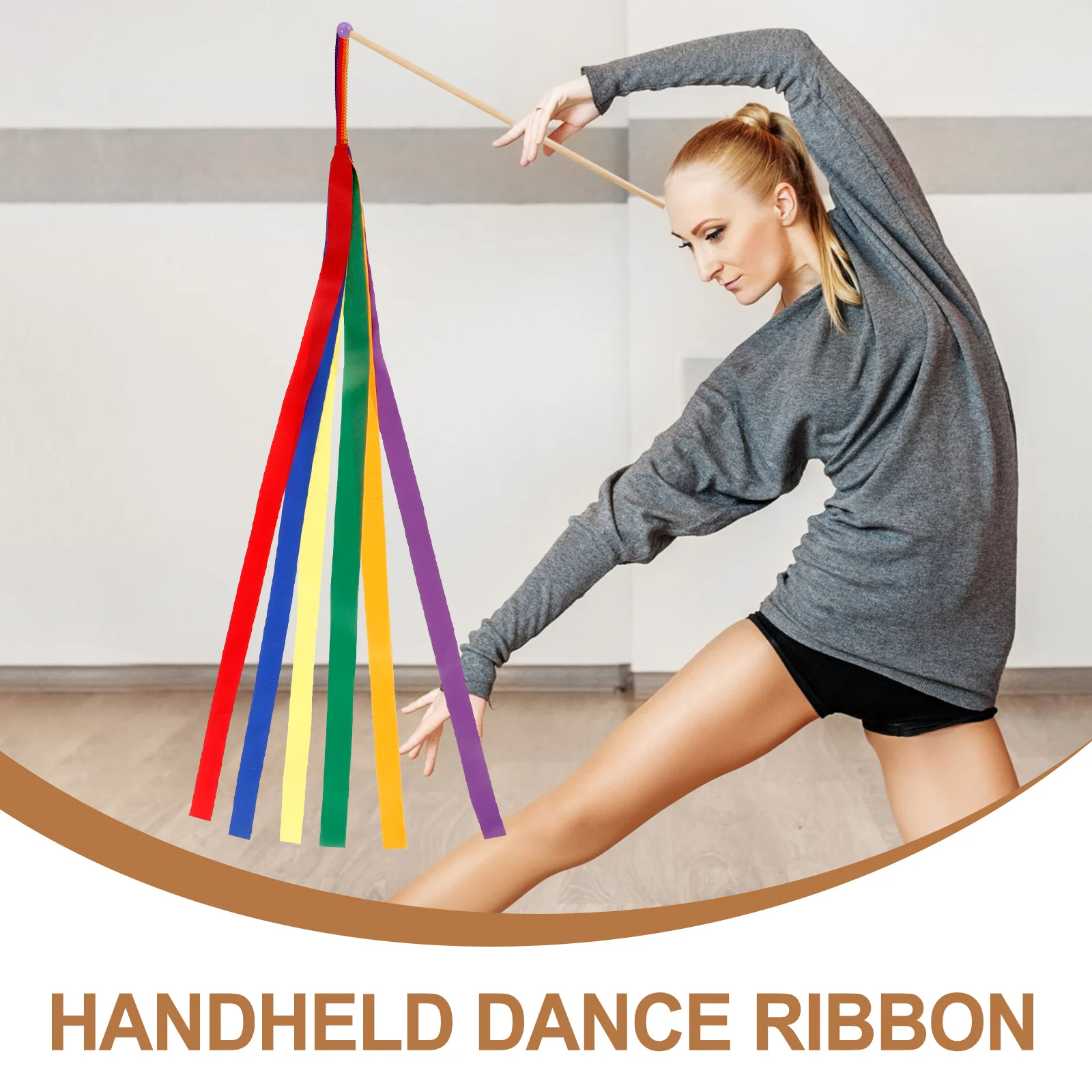 

Fitness Gymnastics Ribbon Durable Colorful Dance Ribbon for Artistic Dance Training Performance Streamer Gymnastics Streamer