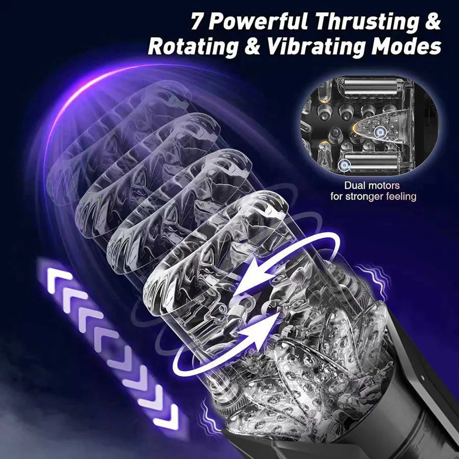 Automatic Male Masturbator Penis Pump - Upgrade Electric Pocket Pussy Stroker with 7 Sucking 7 Thrusting Rotating & Vibratin view 4
