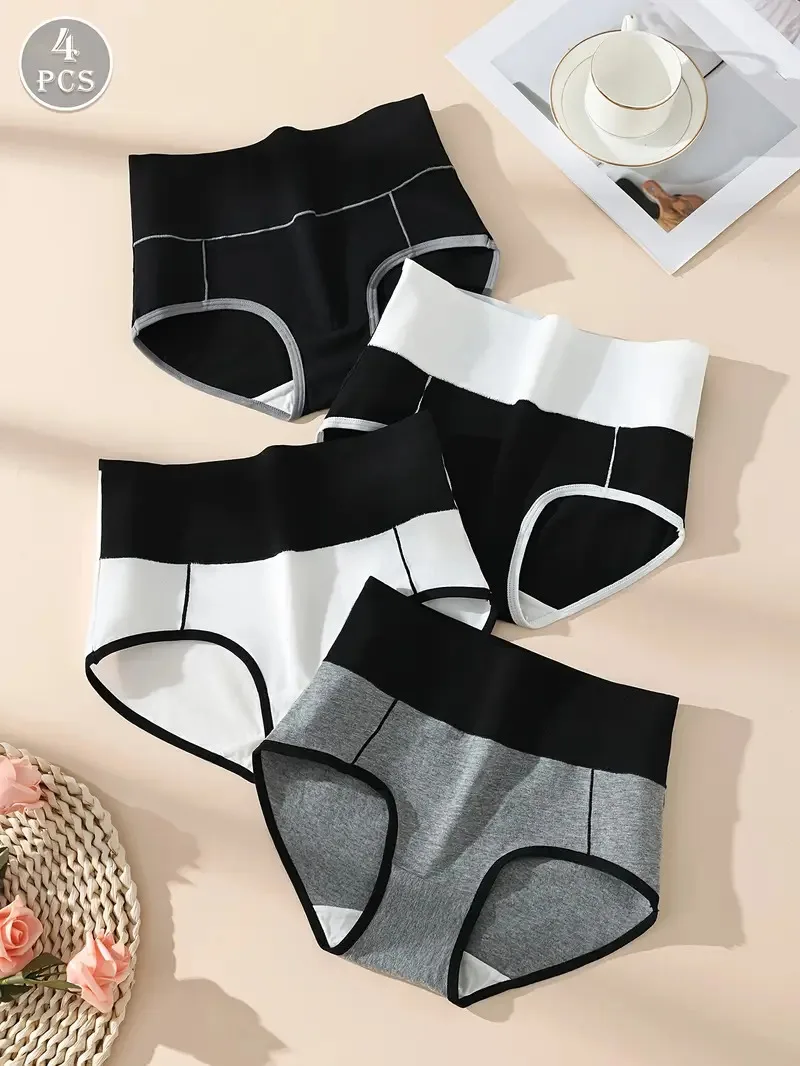 4Pcs Frauen Baumwolle Höschen Hohe Taille Body Shaper Unterwäsche Atmungsaktive Panty Damen Briefs Plus Größe Unterwäsche Weibliche Dessous
