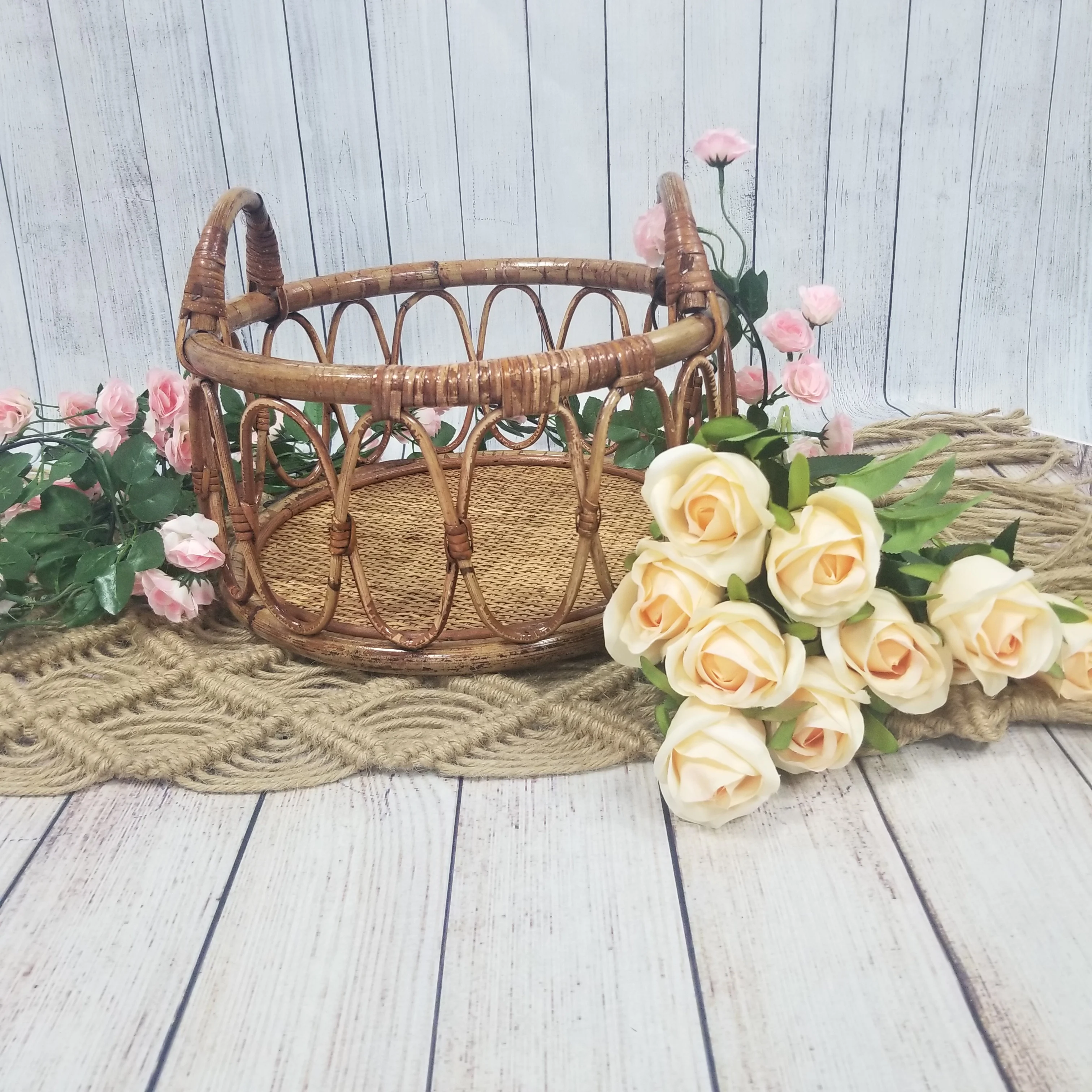 Newborn Photography Props Baby Basket AdjustableBabies Milestone Photo Accessori for Studio Photo Shoot Props Basket