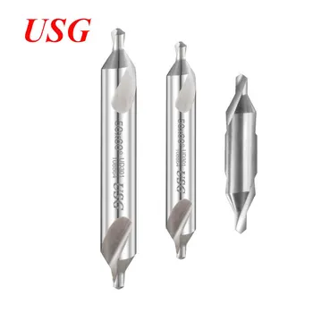 USG HSS Co M35 60 도 모따기 A 폼 센터 드릴 가이드, 셀프 센터링 드릴링 홀 드릴 비트, 선반용 3mm 4mm