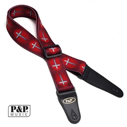 Guitar Strap Cross Of Christ Pattern Thermal Printing Electric Acoustic Folk  Bass