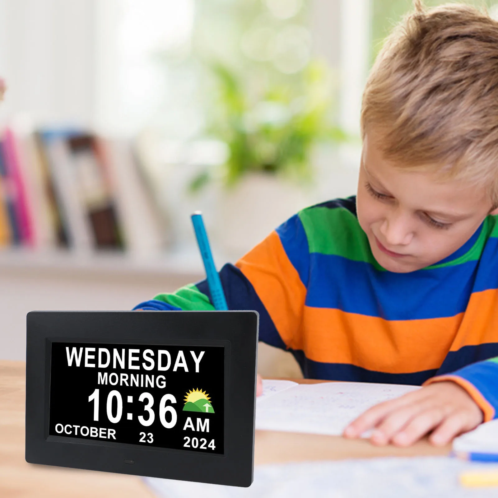 

【New】7 Inch Electronic Clock Large Screen Digital Clock with Remote Control Date Week Display 5 Alarms 3 Medication Reminders