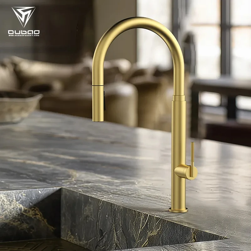 Modern Single-Handle Kitchen Faucet with Cold And Hot Water Mixer Chrome Finish High Arc Spout for Kitchen Sink