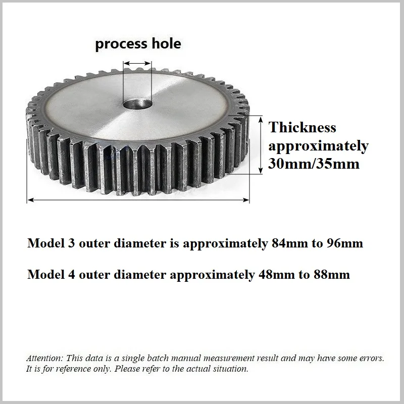 Pinion Gears 10 to 30 Teeth Spur Gear Model 3/Model 4 Process Hole Flat Cylindrical High Frequency Quenching Tramission Gears