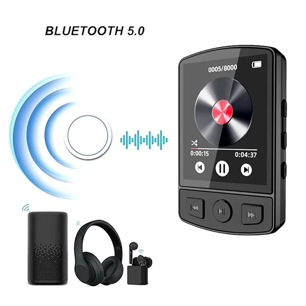 Portable Sports Back Clip MP3/MP4 Player Recording Large Screen Bluetooth Sports Clip Portable Player with Large Capacity