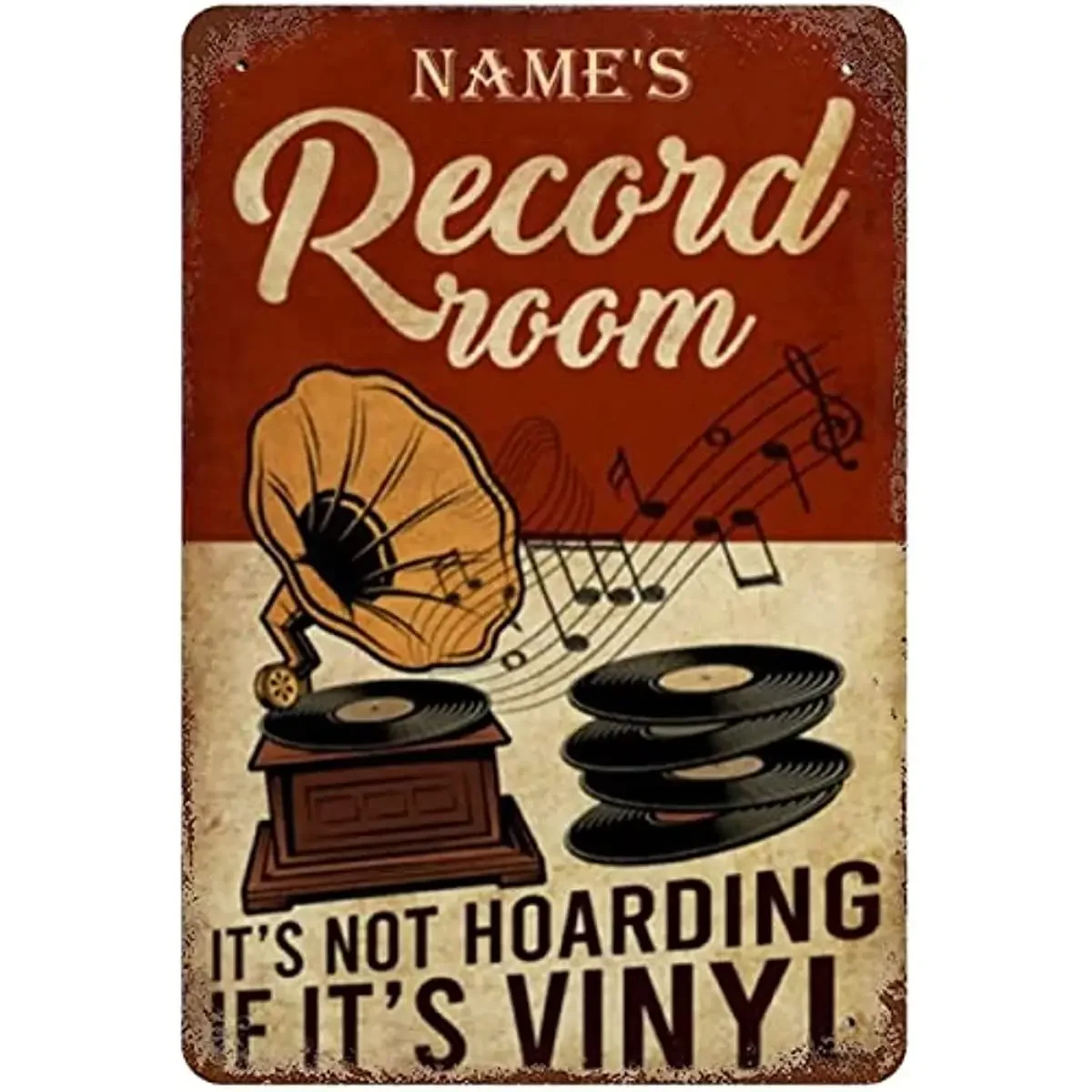 Record Room It's Not Hoarding If It's Vinyl Retro Metal Tin Sign Custom Vintage Personalized for Home Wall Decor Gifts