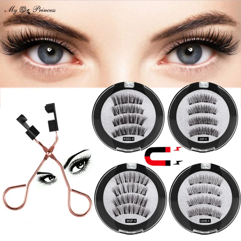 3D Magnetic Eyelashes with 4/5 Magnets Handmade Makeup Mink Eyelashes Extended False Reusable False Eyelashes Dropship