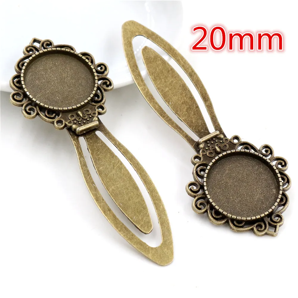 2pcs Antique Silver Plated Bronze Bookmark Cabochon Base Set