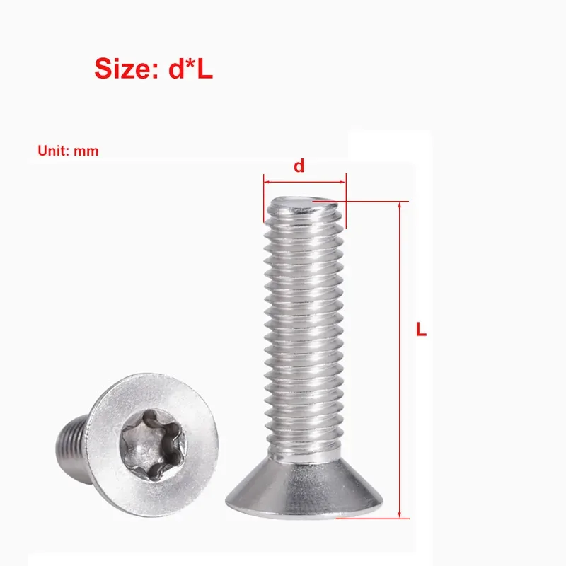 Titanium Alloy Plum Blossom Screw Countersunk Head Lightweight High Strength M1.6 M2 M2.5x3x4x5x6x8x10x12
