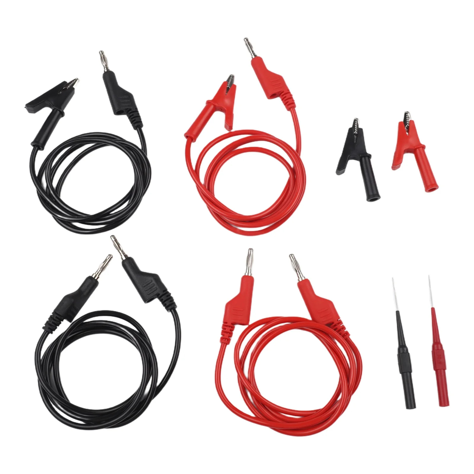 8PC Multimeter Test Leads Set with 4mm Banana Cables Crocodile Clips and Measuring Tips for Electrical Maintenance and Testing