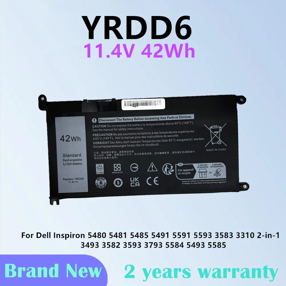 YRDD6 Laptop Battery For Dell Inspiron 3493 3582 3583 3593 17 3793 5480 5485 5491 5493 5584 5585 5590 5593 5594 5598 5481 2-in-1