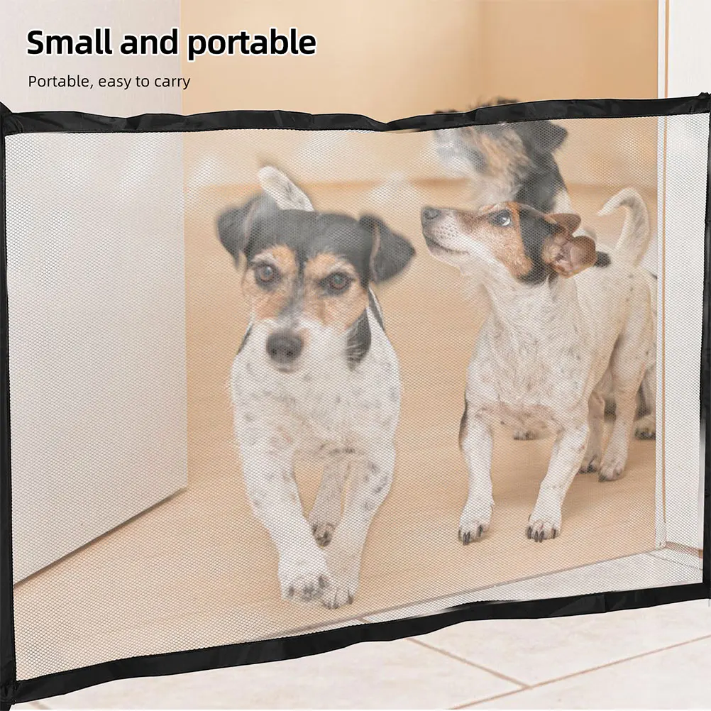 Valla para mascotas, puerta de malla para mascotas, puerta para perros, gatos, bebés, barrera de seguridad para niños, portátil, interior, pared de tela, chimenea, parque infantil de juguete