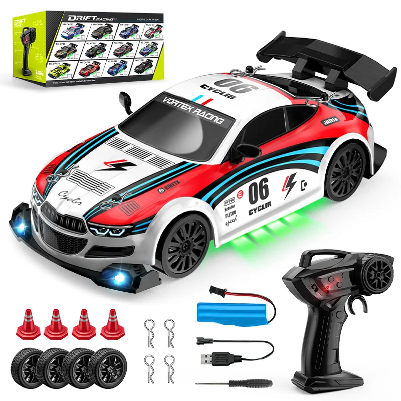 2,4G Kabelloses 4WD Drift RC Auto im Maßstab 1:24 mit coolen Lichtern, stufenloser Geschwindigkeit, ferngesteuertes Fahrzeug für Kinder, Weihnachts- und Geburtstagsgeschenk