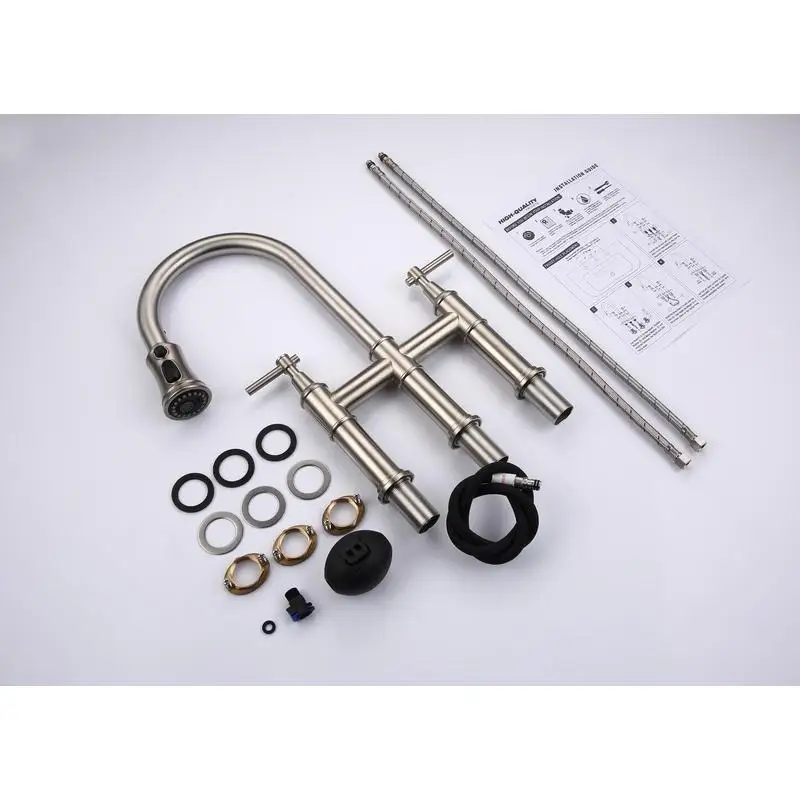 Bridge Kitchen Faucet Pull-Down Sprayhead Spot Finish Modern Design Durable & Easy to Clean 1-Handle Water Control Kitchen Sink