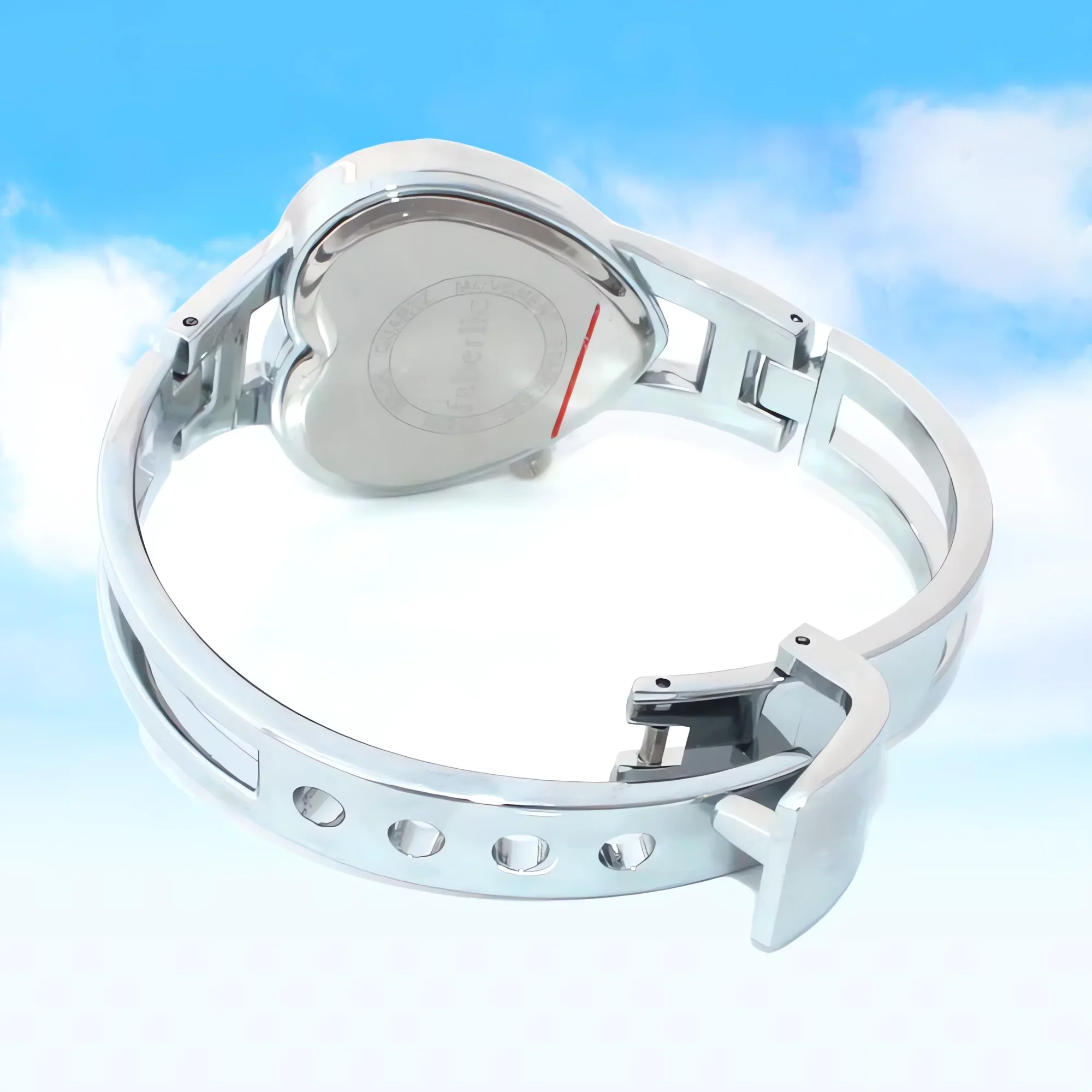 Women's Elegant Pink Flower Quartz Wristwatch Full Steel Bracelet Fashionable Female Watch