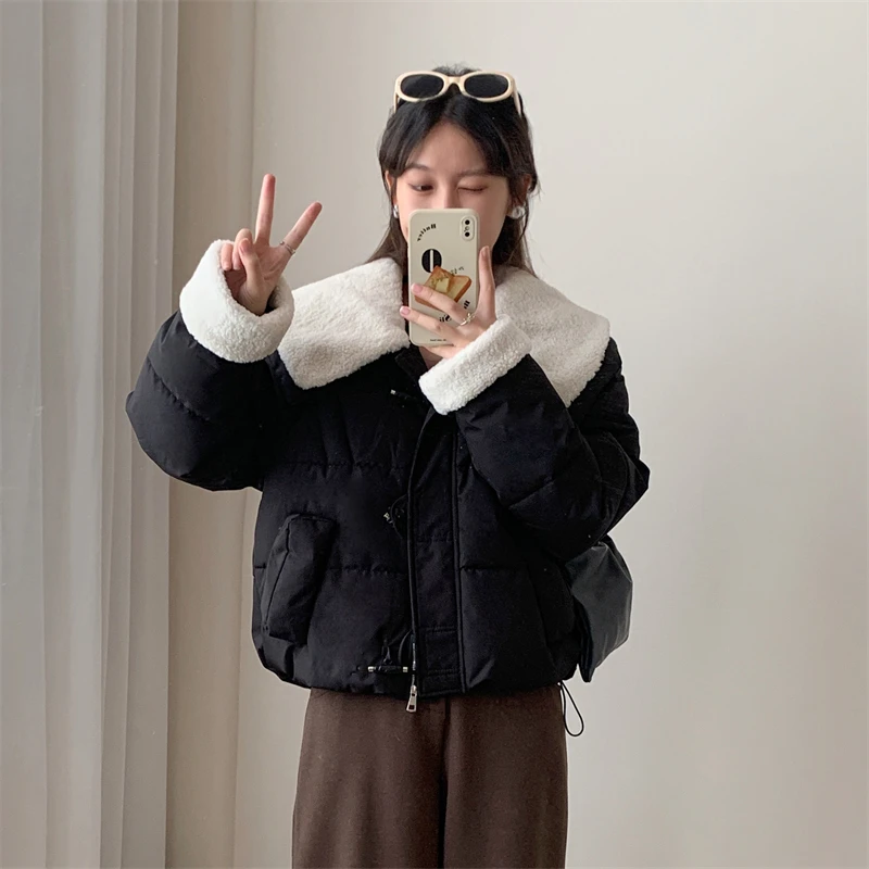 2025年冬 ネル フランス製 プラッシュドールカラー レディース コットンパッド入りジャケット カエルボタンホール 長袖 学生 カジュアル ショートコート