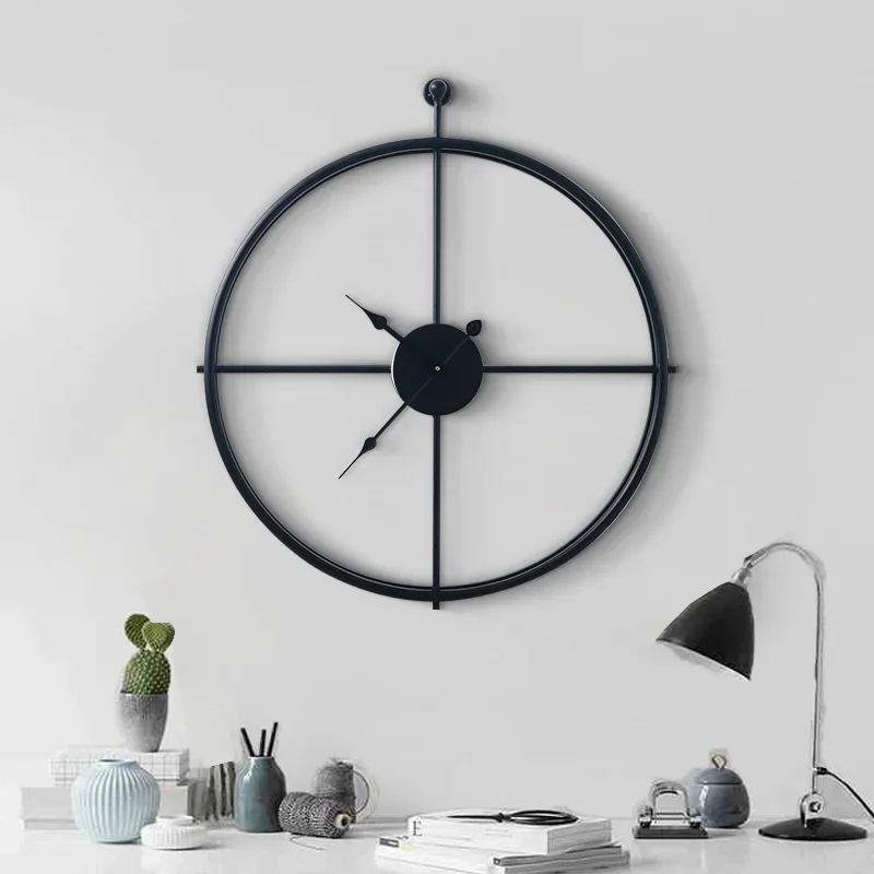 

Nordic Round Metal Wall Clock Oversized Silent Mechanism Modern Nordic Decor For Living Room Bedroom Entryway Luxury Home