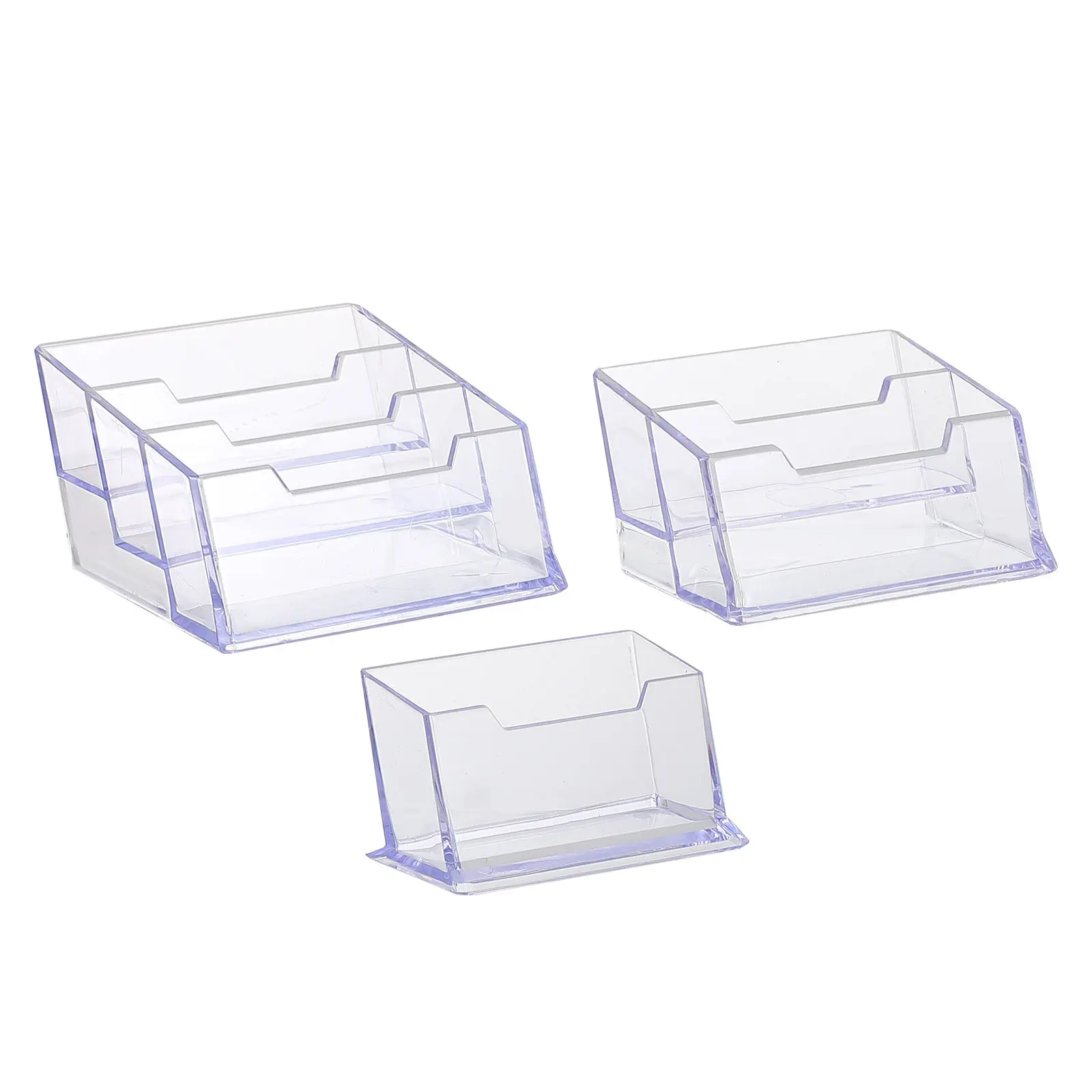 Business Card Holder 3 Pack Clear Plastic Desktop Stand Storage Organizer for Office Desk Display Supplies