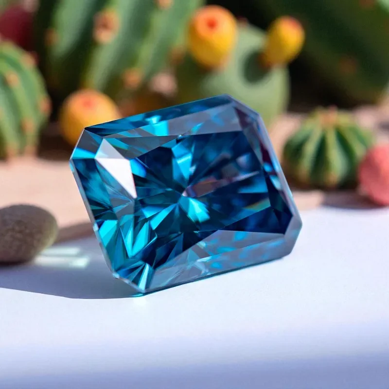 

NEW Moissanite Stone Radiant Cut Sapphire Blue VVS1 Clarity Lab Grown Diamond For Jewelry Diy Making With GRA Certificate
