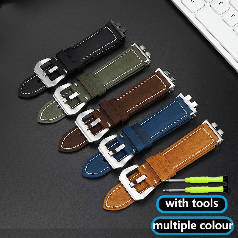 Retrofit Vintage Leather Watch Band For Casio Small blocks GMW-B5000 Series Men‘s ’Watch Strap Fine Metal connectors Bracelet