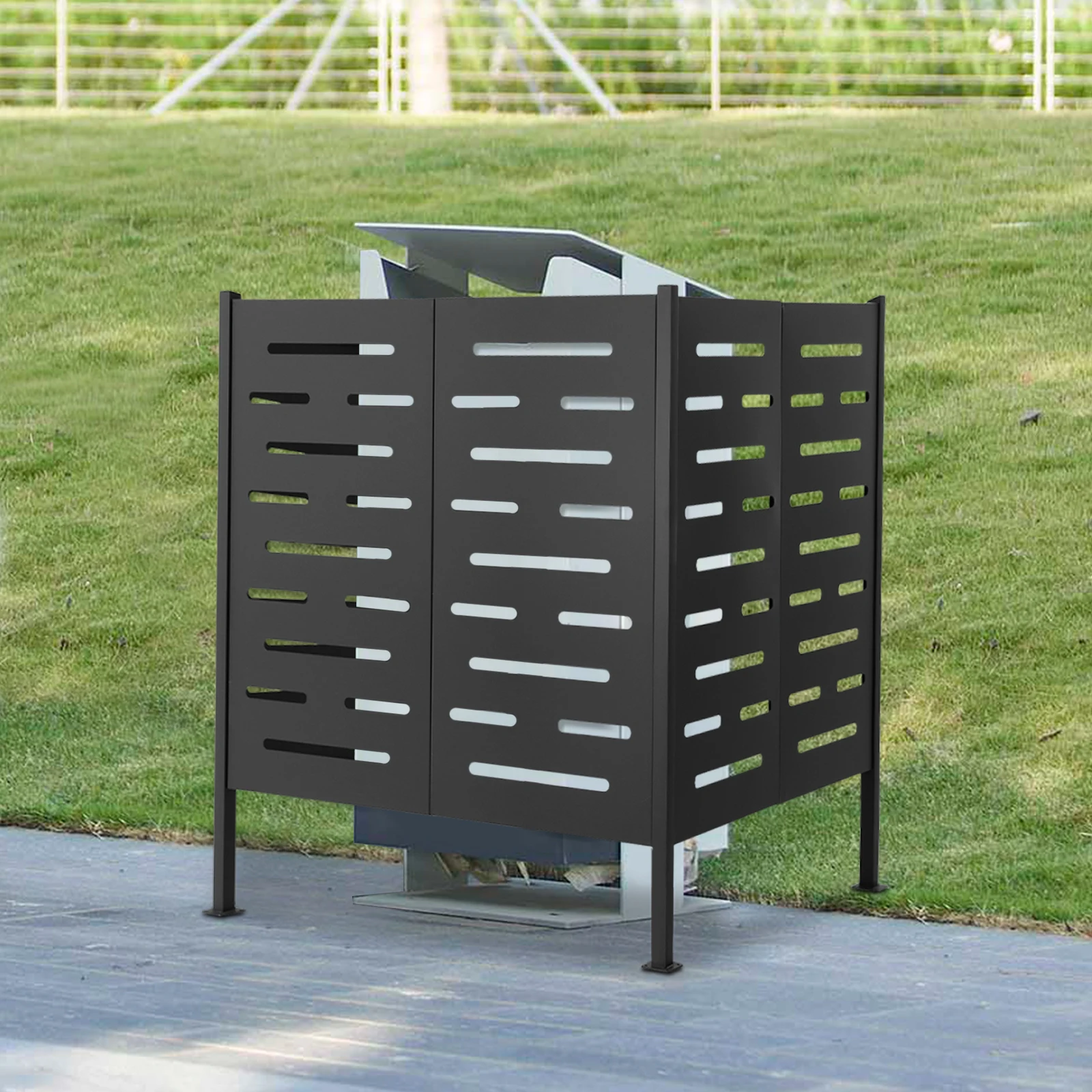 Pagar AC Abu-abu Gelap Multi-Scene (Pelindung AC/Pagar Tempat Sampah/Pagar Hewan Peliharaan) - Cocok untuk Kebanyakan Unit AC di Pasar, Ideal untuk Teras