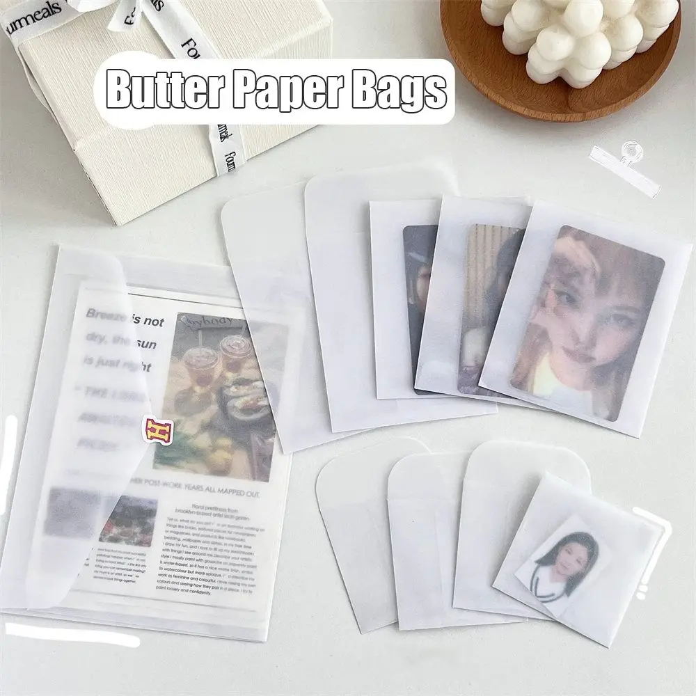 20Pcs High Quality Butter Paper Butter Paper Bags Dustproof Semi-transparent Card Holder Postcard Card Storage Photo Cover